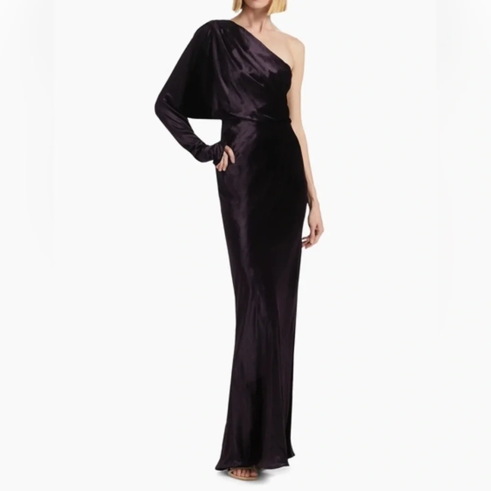 New Zimmermann Illustration Asymmetric Velvet One-Shoulder Draped Gown Size 4